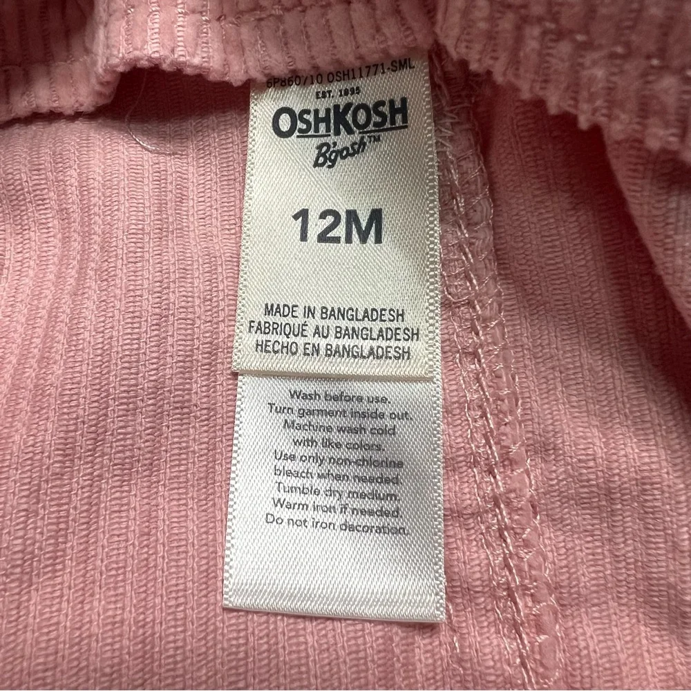 OshKosh B'Gosh 12 Months‎ Pink Corduroy Overalls Dress Cotton